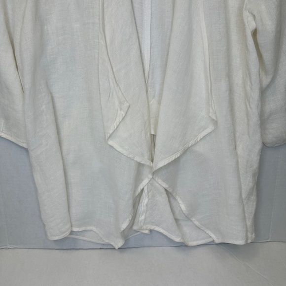 Emil Rutenberg Linen Blend Pearl Color Open Cardigan Fringe Front size 8 - Picture 3 of 10